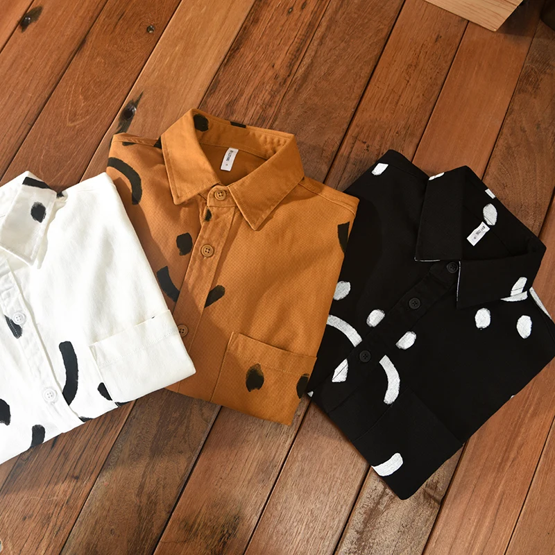 

New Printed Casual Long-sleeved Cotton Brand Shirts For Men Workwear American European Big Size Overshirt Tops Clothing Camisa