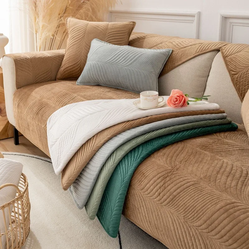 

New Plush Combination Sofa Cushion Warm Plush Couch Cover Cushion for Autumn and Winter High-end Antiskid Leather Sofa Cover