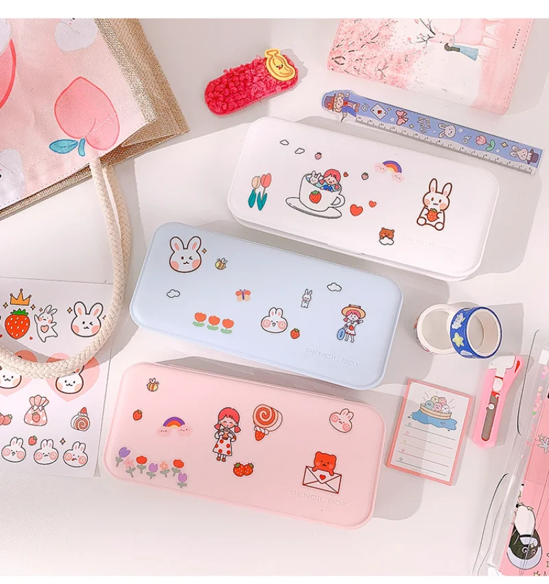 Macaron Color Frosted big Pencil Box Kawaii Pencilcase School Pen Case Supplies School Box Pencils Pouch Stationery