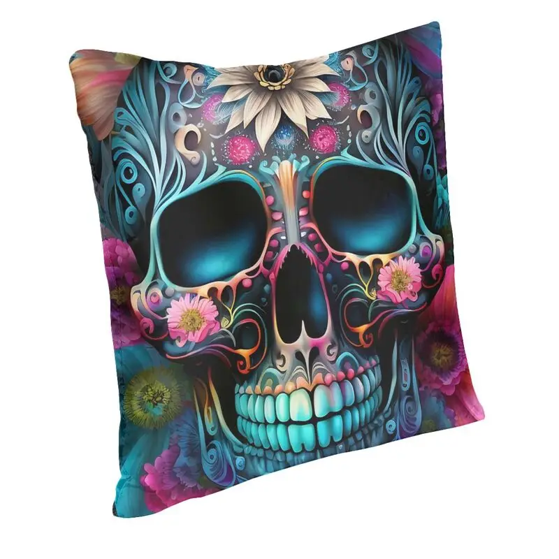Day Of The Dead Sugar Skull Square Pillowcover Decoration Cushion Cover Throw Pillow for Sofa Double-sided Printing