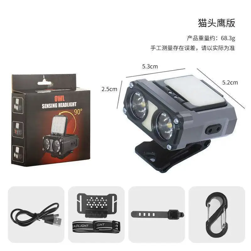 New High-brightness LED Motion-sensor Waterproof IP65 Camping Fishing Headlamp Outdoor Portable Rechargeable Battery 100-200m