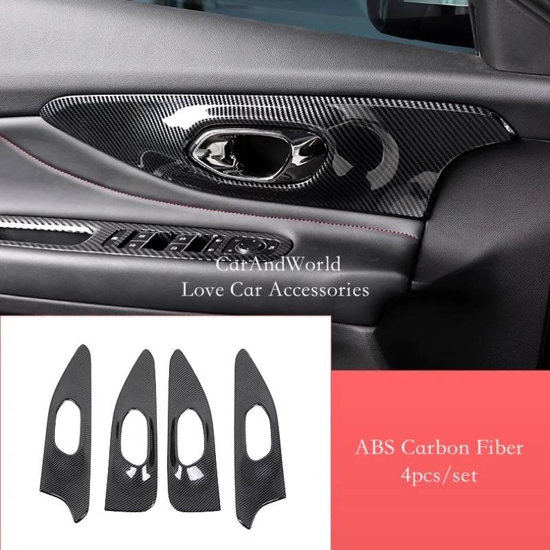 

For GAC Empow 2022-2025 / Dodge Attitude 2024-2025 Car Accessories Interior Door Handle Bowl Frame Cover ABS Carbon Fiber Trims