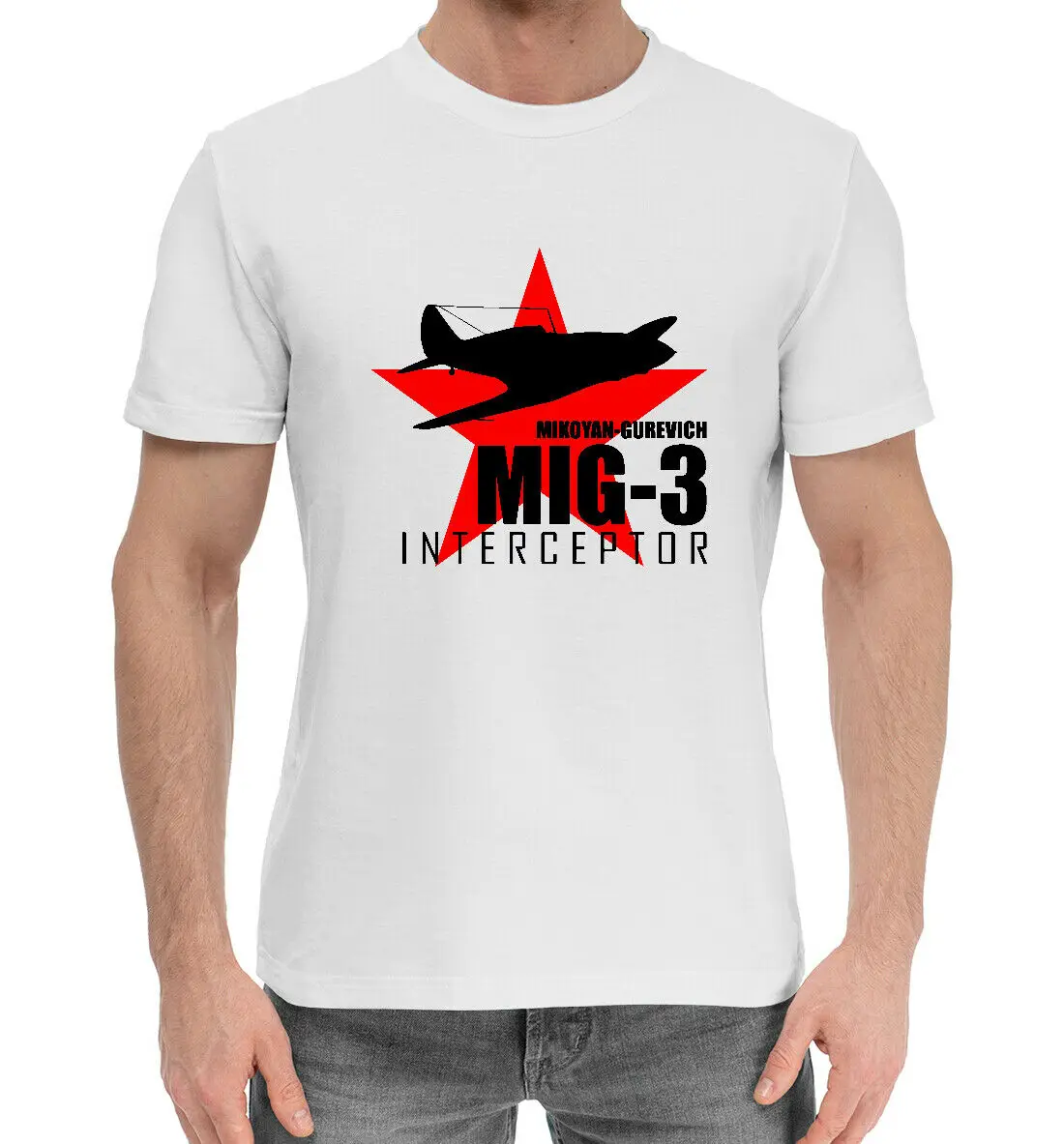 

Футболка мужская с перехватом Mig-3, Короткая Повседневная рубашка из 100% хлопка с круглым вырезом