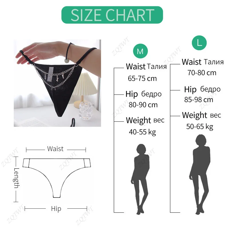 Metal Chain Hot Sexy Women Panties Cotton G String Girls Briefs Letter Thong Erotic Underwear Low Waist Female Intimates