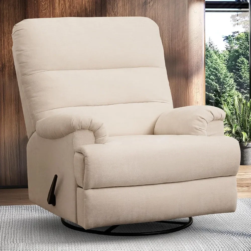 Large Swivel Rocker Recliner Chair, Glider Rocker Recliner, Lazy Recliner Chair with High Back, for Living Room (Beige)