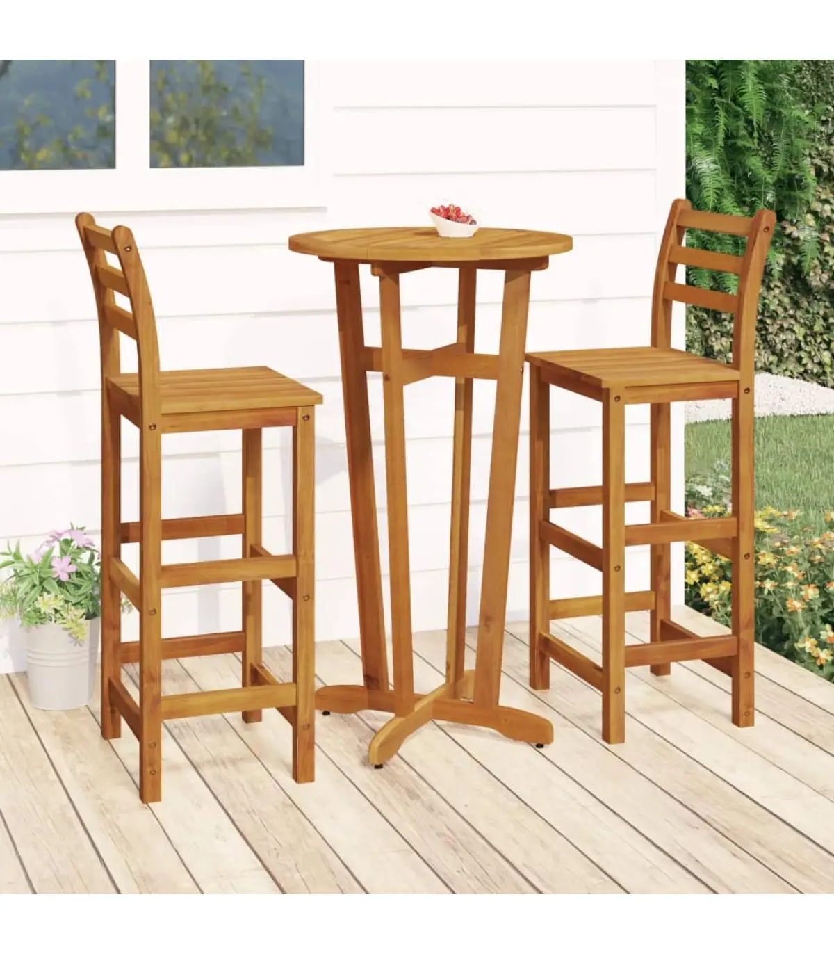 Garden sets garden dining set 3 pieces acacia solid wood