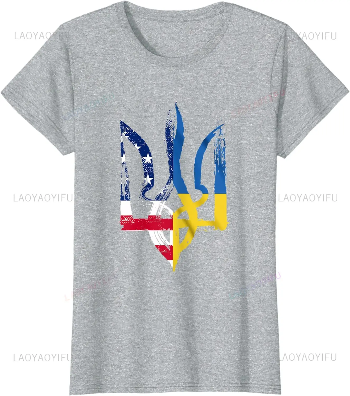 Vintage Ukraine American Flag Graphic T Shirts Ukrainian Trident Cotton T-Shirt Harajuku Short Sleeve Casual O-Neck Summer Shirt