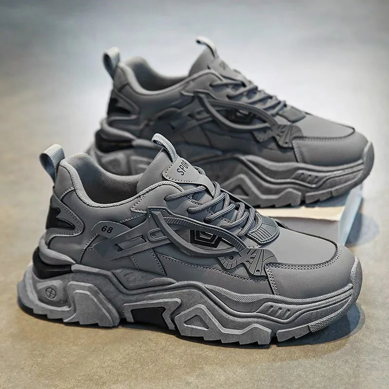 Autumn men's shoes new breathable little white shoes inner height increase sports  casual running dad shoes