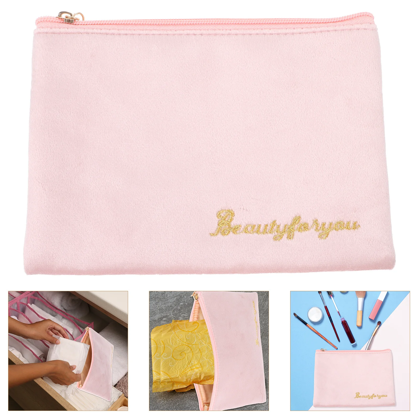 كيس تخزين المناشف الصحية الوردي سعة كبيرة مقاوم للماء انغلق حفاضات الحقيبة للنساء المحمولة السفر المنظم حقيبة النساء