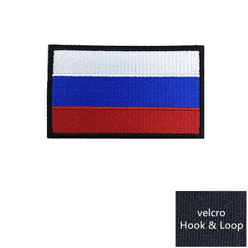 1 pz bandiera russa Russia fascia da braccio ricamata Patch hook and loop o Iron On ricamo Badge panno Military Moral Stripe