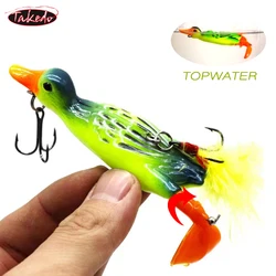 TAKEDO 9.5CM14G Topwater Frog señuelo Trolling Spin Bait Tractor pato señuelo con 6 #   Cebo de hélice de gancho triple para Lucio de cabeza de serpiente