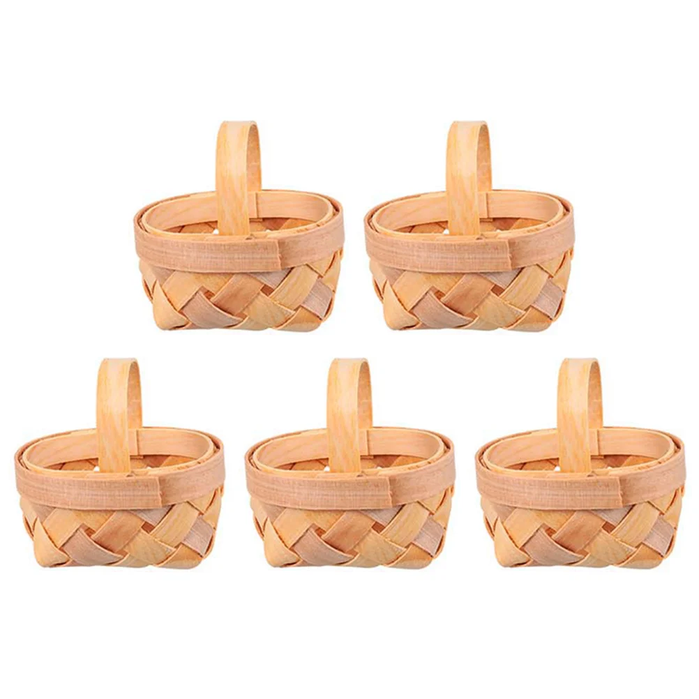

5 Pcs Hand Woven Basket Decorative Baskets Decorations Toys Weaving Mini Bamboo Child Round