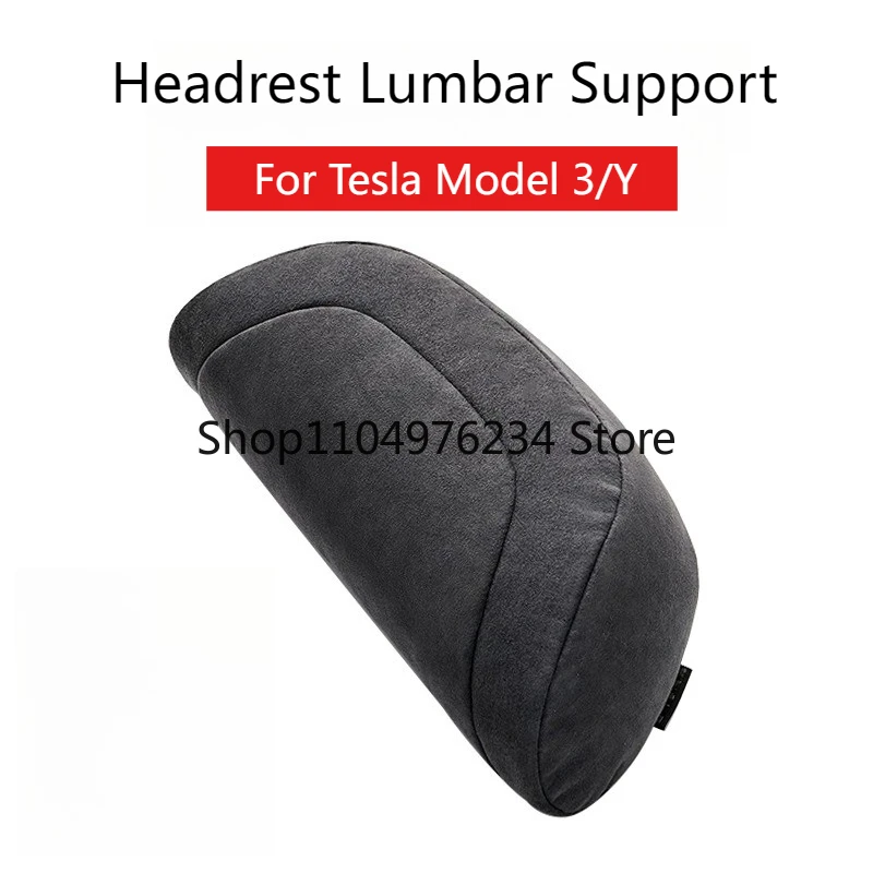 Tesla Model 3-Modell Y Kopfstütze Lordosenstütze Wildleder Autokissen Nackenschutz Rückenlehnenkissen Rebound Weiches Material
