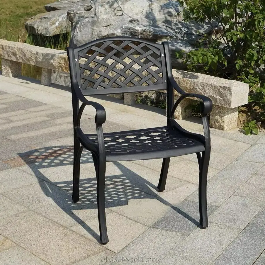 

2pcs cast aluminum chair street porch Garden terrace Balcony chair all weather iron chairs poolside outdoor furniture