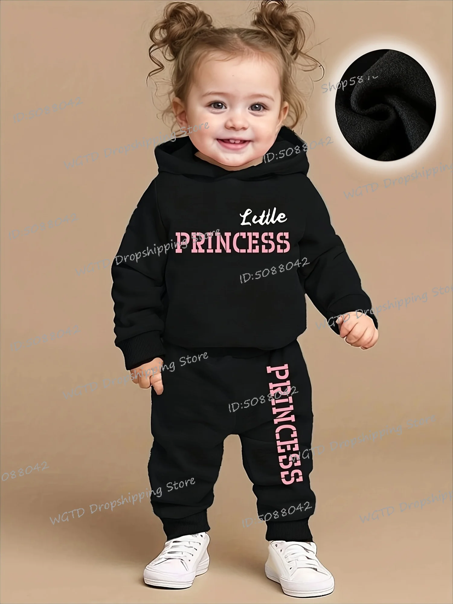 

2pcs Girls Casual Letter Print Hoodie and Pants Set Cozy Fall Winter Outfit with "Little Princess" Design Kids Outdoor Tracksuit