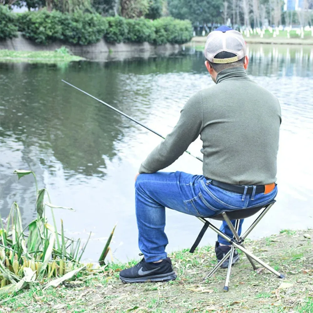 Queue Lightweight Stainless Steel Chair Camping Durable Stable Mazza Stool Outdoor Fishing Portable Telescopic Folding Stool