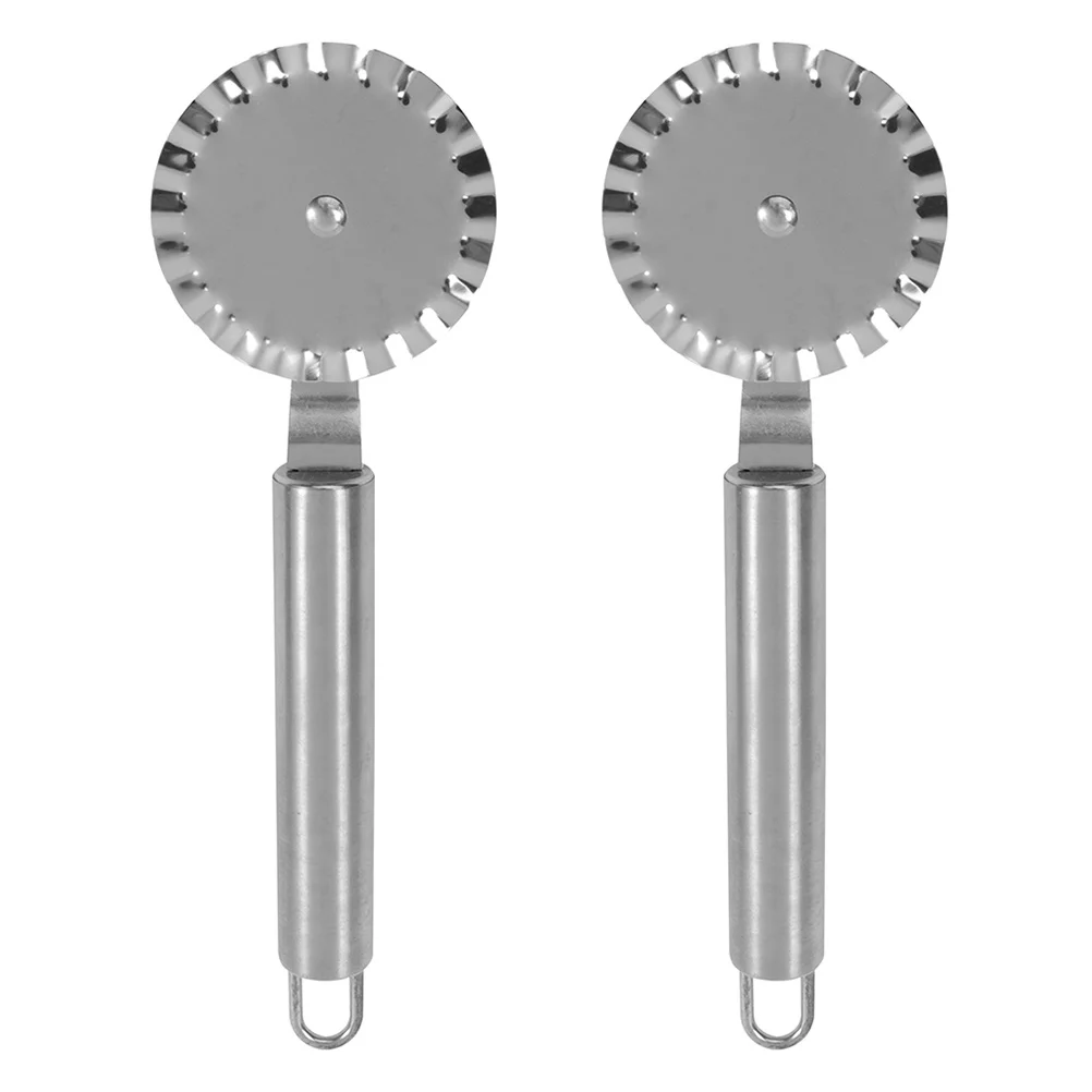 

2Pcs Stainless Steel Pizza Cutter Professional Kitchen Gadget for Cake Bread Slicing Baking Tools Wheel Cutter