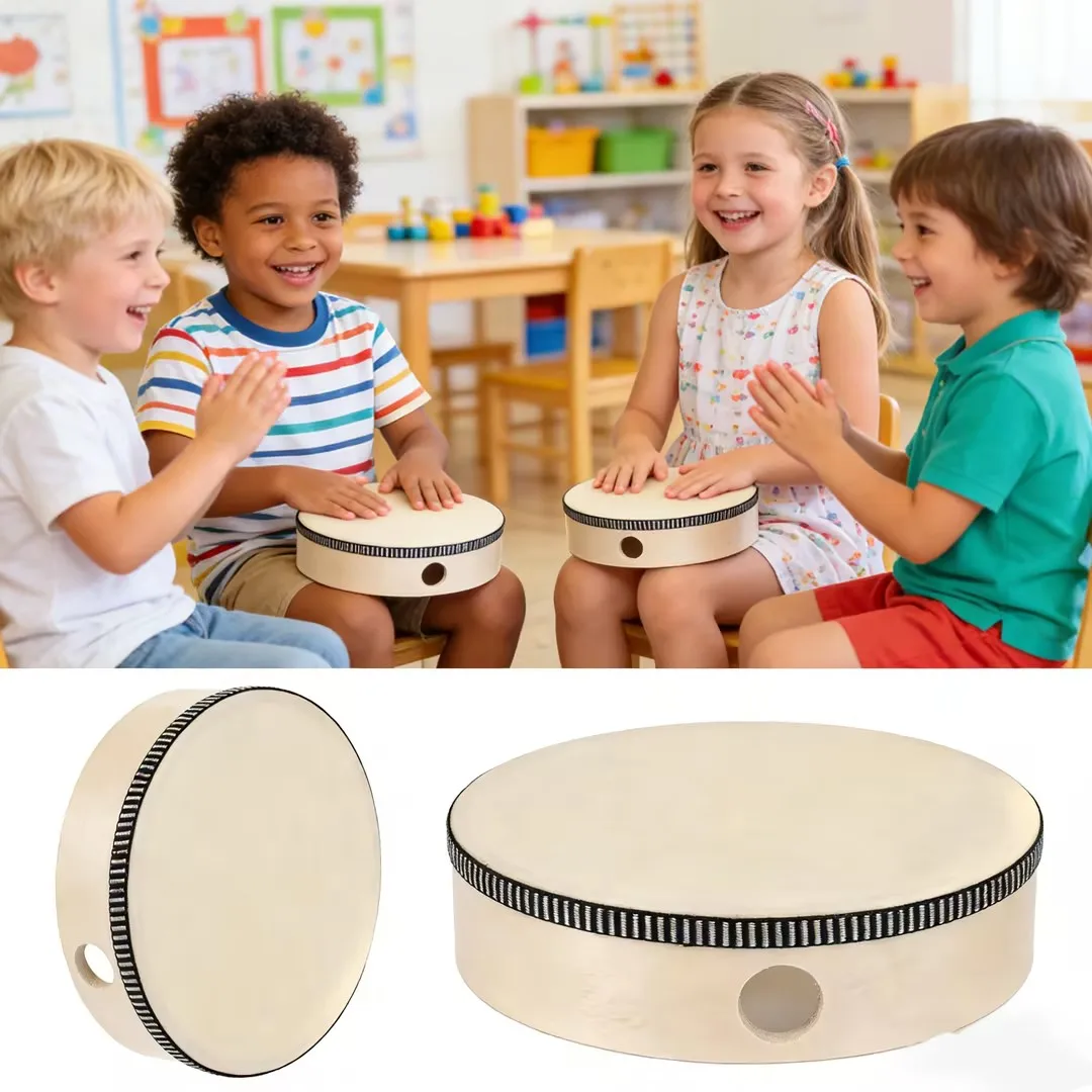 Wooden Hand Beat Percussion Instrument Toy Kids Educational Harp Drum Montessori Early Learning Musical Toy for Children Toddler