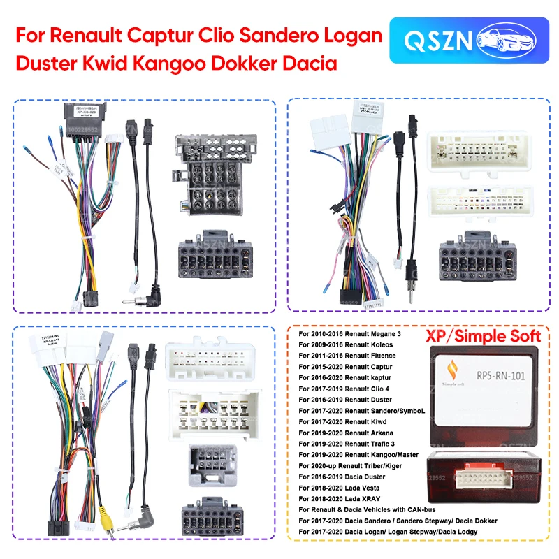 

Адаптер Canbus Box RP5-RN-101 для Renault Clio Sandero Logan Captur Duster Kangoo Dokker Dacia Kwid, жгут проводов, кабель Android Radio