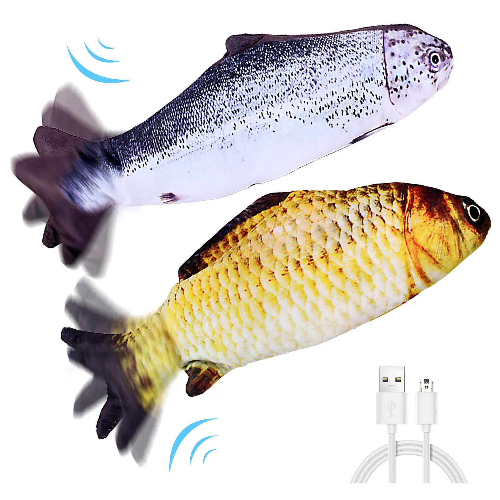 HAOSHICS Electric Moving Wagging Fish Realistic Flopping, Interactive Motion Kitten Fun Toy for Cat Exercise