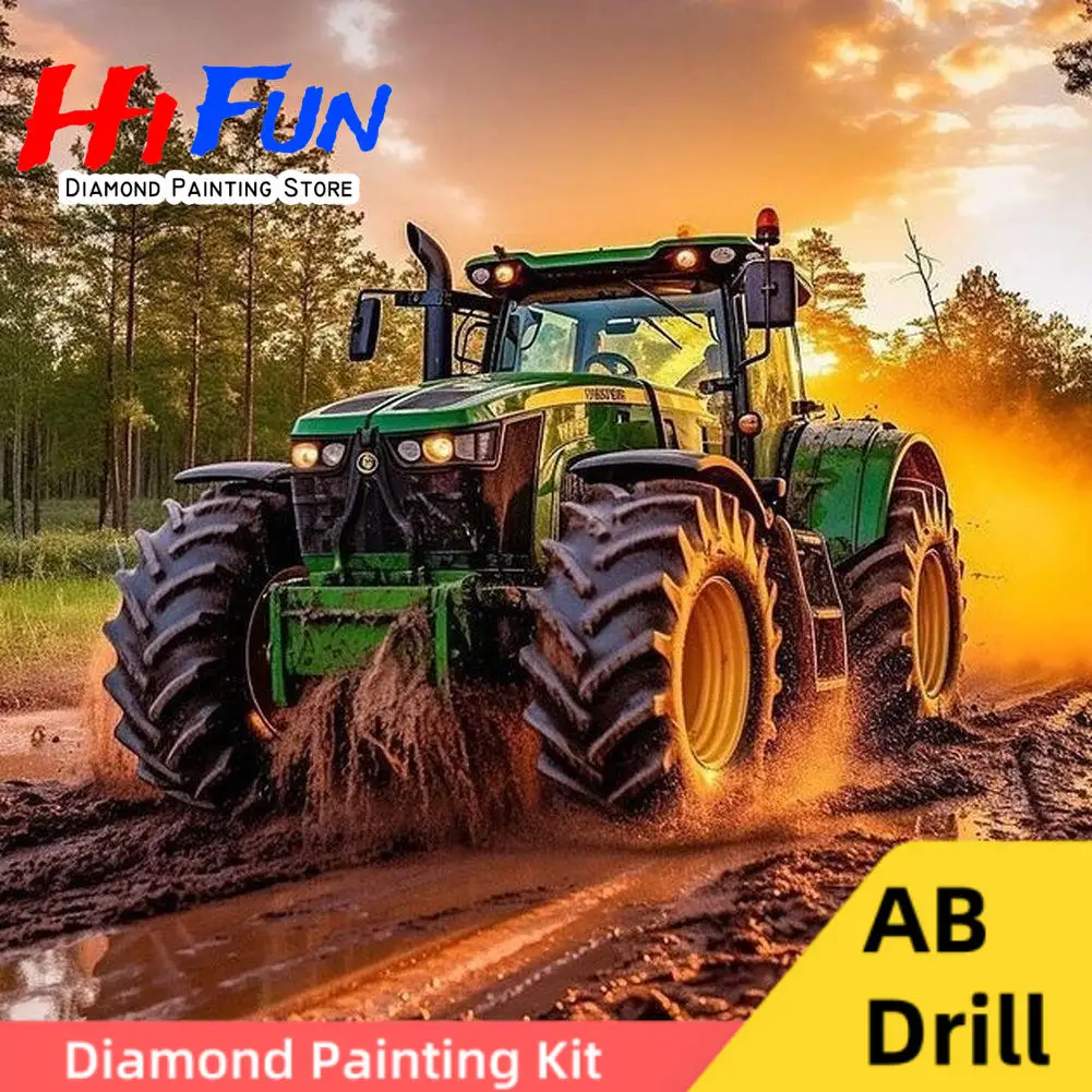 

5d Diy AB Drill Diamond Painting Utility Tractors Agriculture Vehicles , Diamond Embroidery Mosaic Resin Rhinestones Picture Kit
