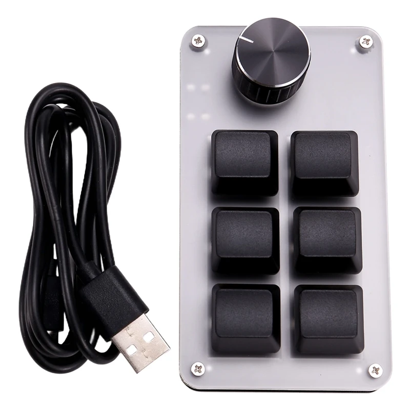 AA01-6 Key 1 Knob Copy Paste Mini Button Wired RGB Mini Mechanical Keyboard For Gamers/Designers/Video Editor