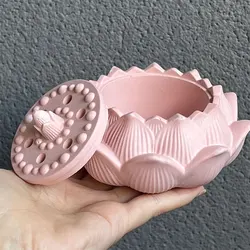 DIY Cement Lotus Incense Burner Molds Resin Lotus Bowl Storage Box Candle Holder Concrete Silicone Mold Candle Vessel Mould