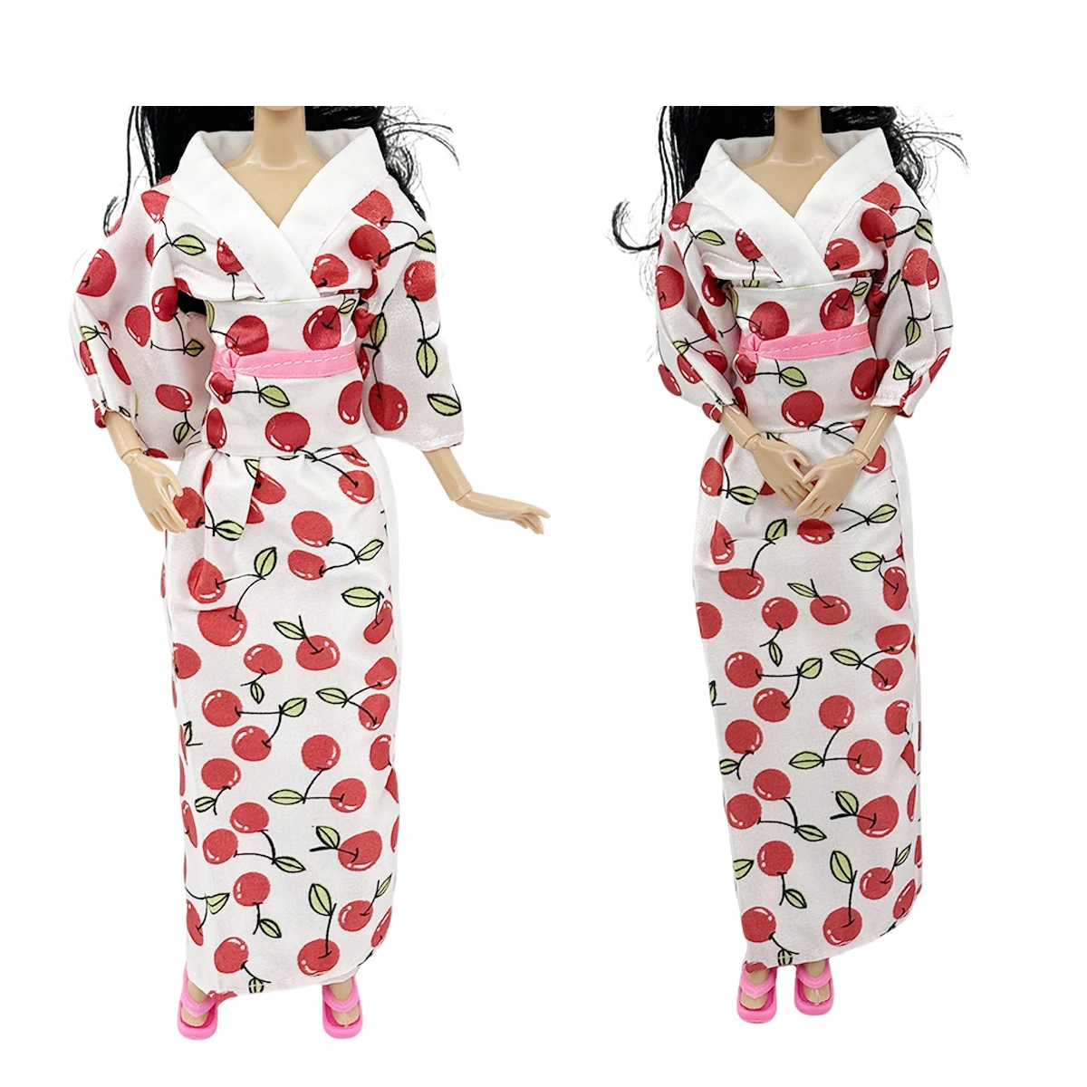 Ropa y accesorios para muñecas de 11,5 pulgadas/30cm, Kimono elegante con estampado de cereza, juego de muñecas de vestir a la moda, juego de simulación DIY