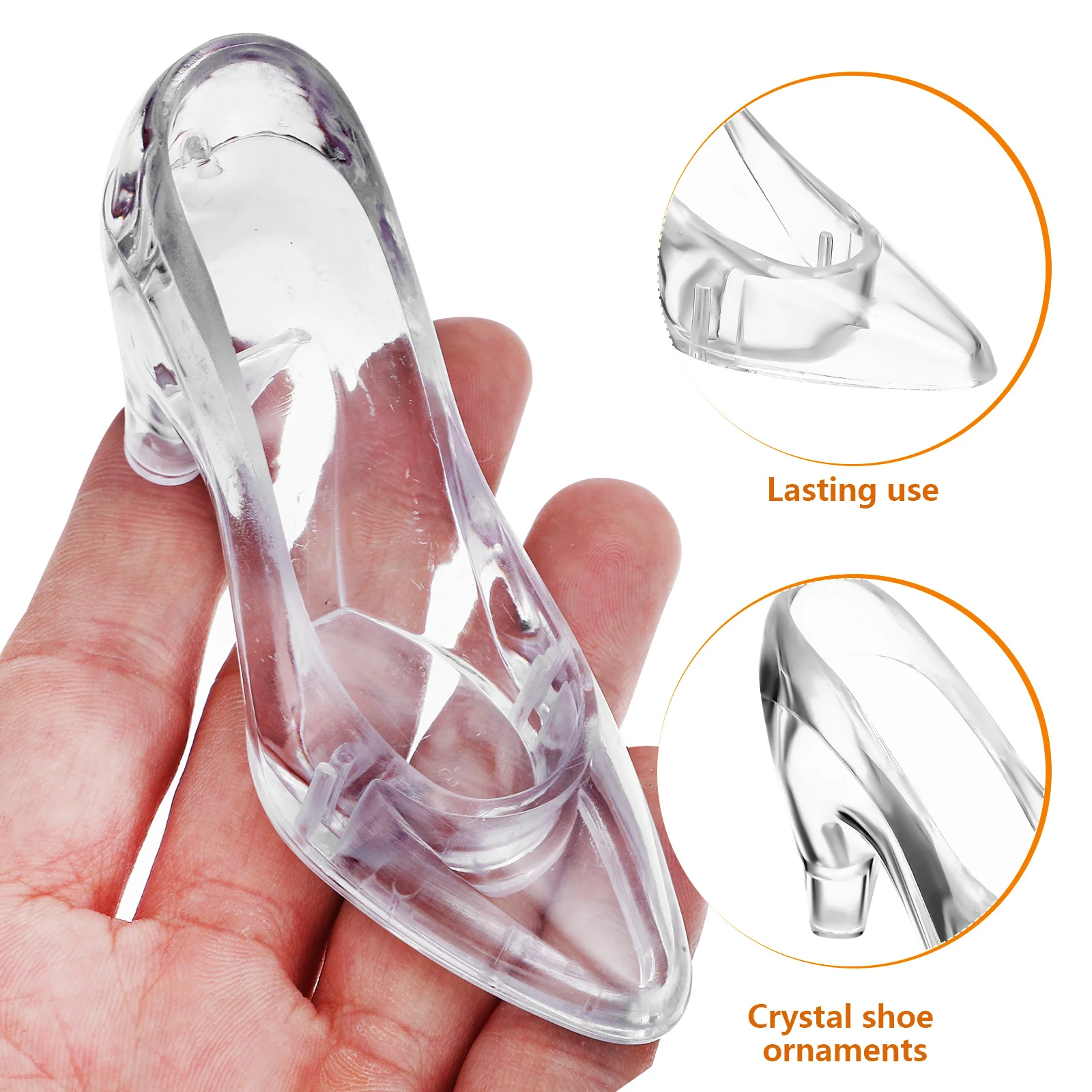 

12pcs Crystal Shoe Decor Transparent High Heel Ornaments For Desktop Princess Ornaments Decorative Shoe High Heels Accessories
