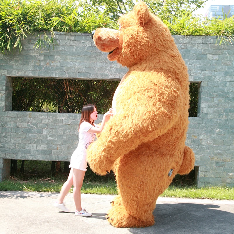 زي التميمة المزدوج العملاق القابل للنفخ على شكل دب وفتاة للبالغين، دمية المشي لإكسسوارات حفلات الهالوين وعيد الميلاد #6