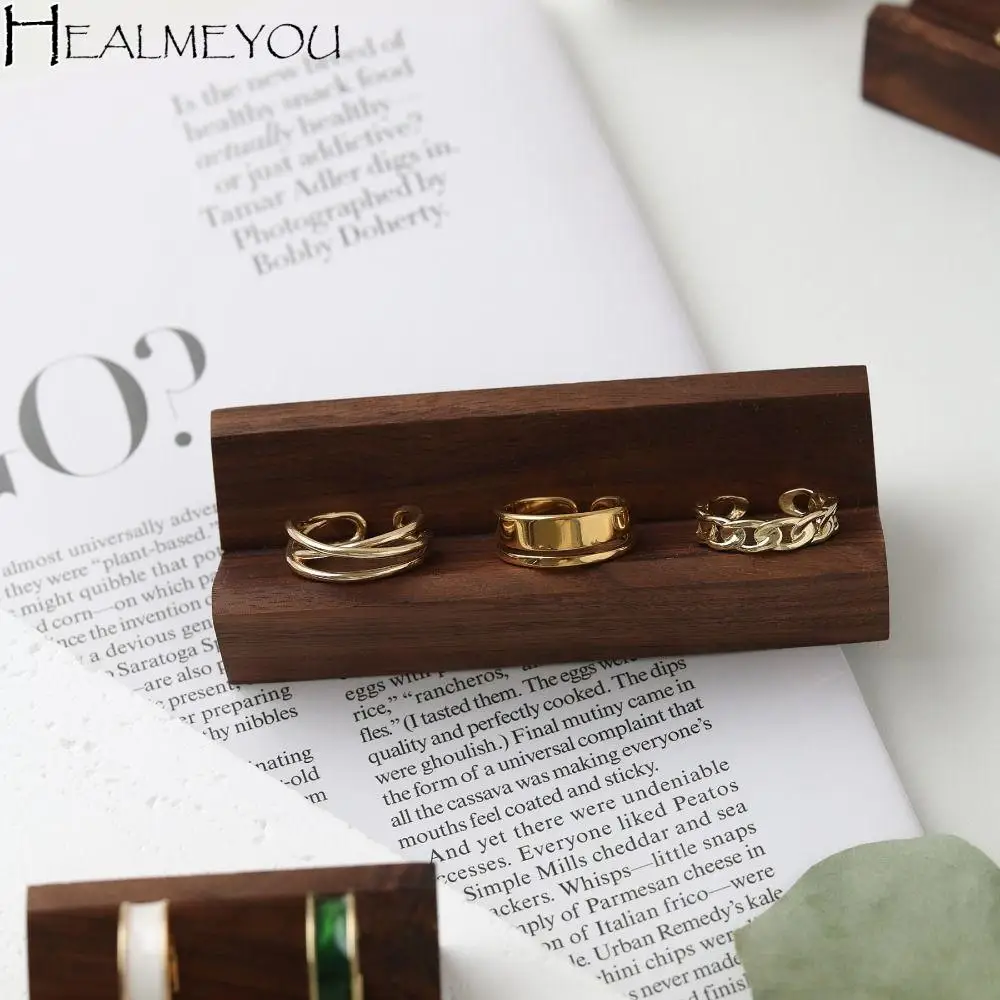 

Ring Holder Case Wooden Jewelry Show Props Ring Display Rack Solid Color Earrings Rings Organizer Market Jewelry Display Vintage