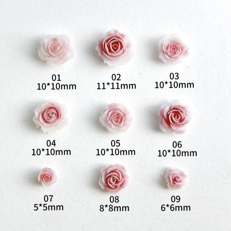 30PCS Luminous 3D Acrylic Flower Nail Art Charms Parts Chinese Rose Flowers Camellia Accessories Nails Decoration Supplies Tool