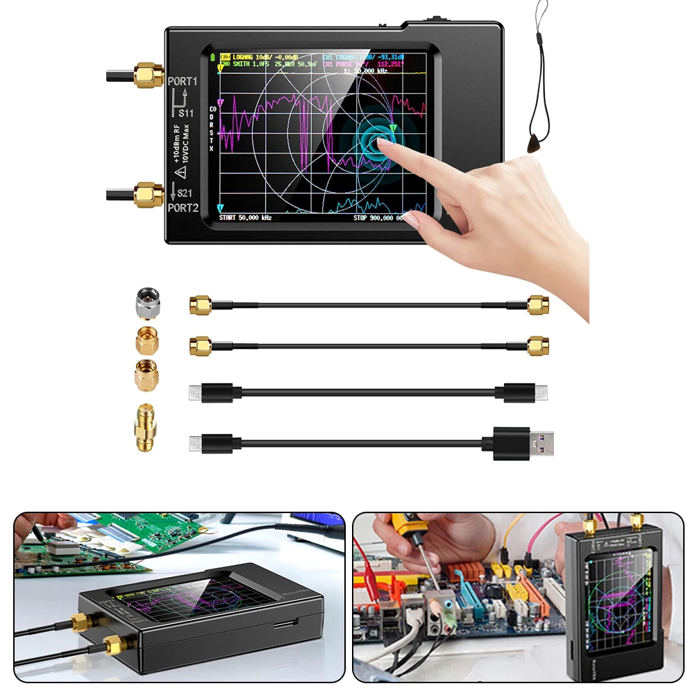 Vector Network Analyzer with Portable Design for Measuring S Parameters and SWR in the Range of 10KHz to 1 5GHz