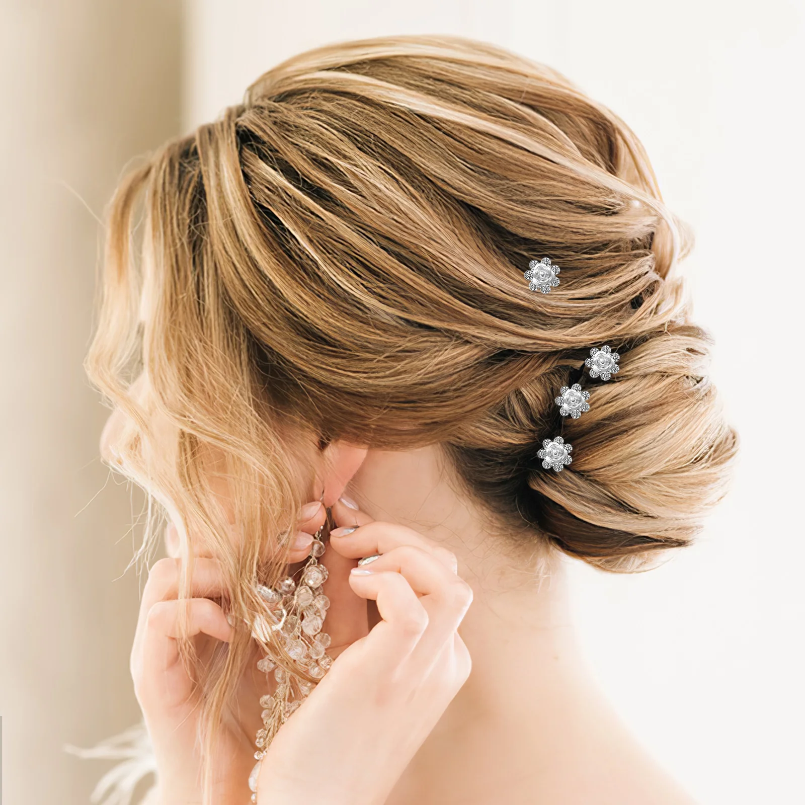 

40pcs Hair Styling Pins Wedding Rhinestone U Shape Bun Forks Hair Forks For Buns Hairstyling Tools Pearl Decorations