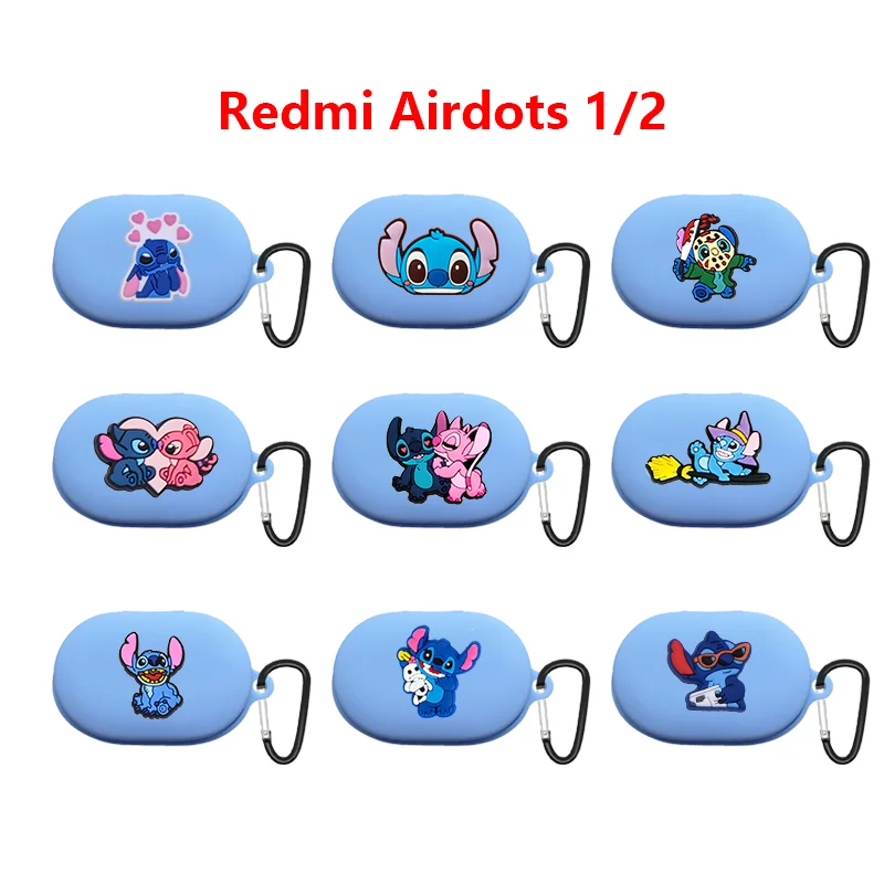 Disney cartoon Redmi Airdots protective case with hook suitable for Xiaomi Mi Redmi Airdots 1/2 Airdotse earphone charging case