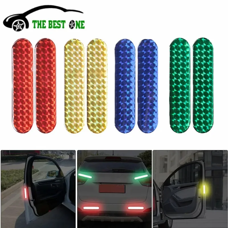 

2Pcs Sign Night Lamp Alarm Car Reflective Strips Door Bumper front and rear Sticker Safety Mark Warning Tape Anti-collision