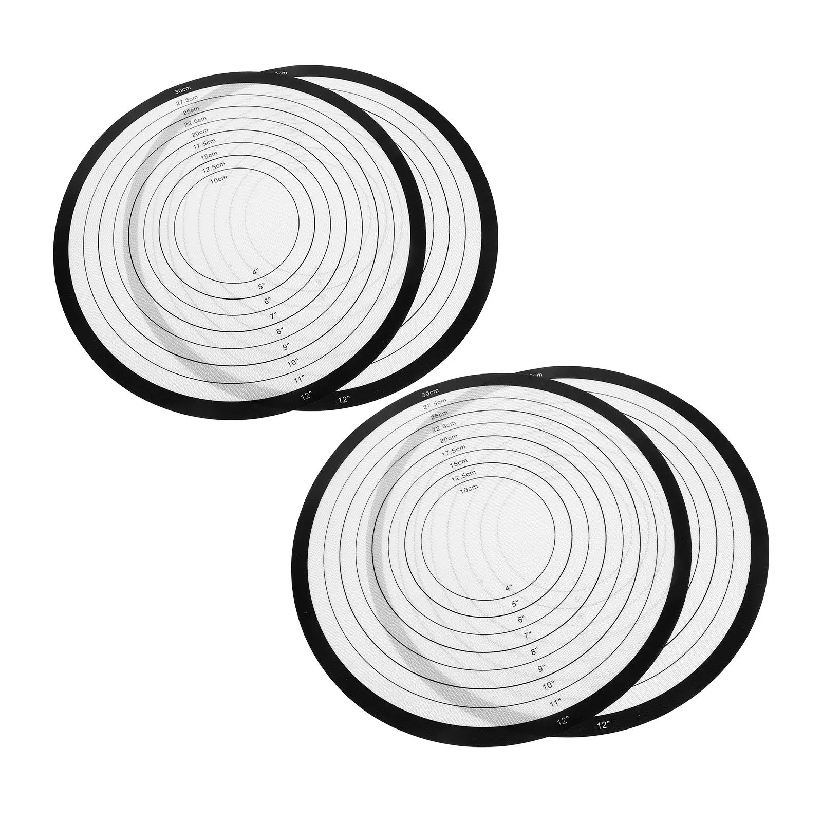 4Pcs Round Silicone Baking Mats Heat Resistant Nonstick Baking Pastry Mats Pizza Dough Rolling Mat Oven Safe 4-12Inch Sheets