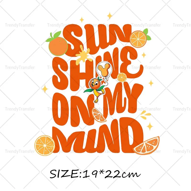 Orange Birds Sweet Sunshine Iron on transfers Heat transfer Stickers Prints for Clothes Tshirts