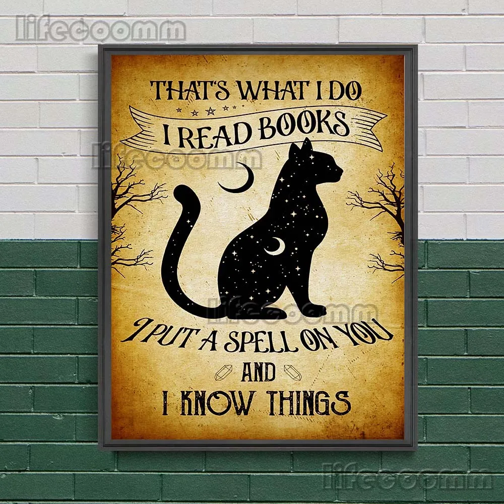Witch's House Rules Poster Retro Wall Art Canvas Painting Salem Magic Black Cat Witch Territory Art Poster And Prints Home Decor