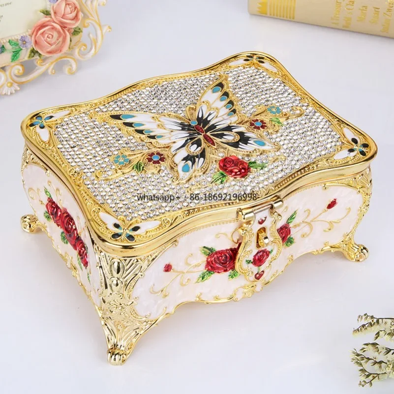 Jewelry Box European Decoration Butterfly Retro Princess Necklace Ring Box Storage Box