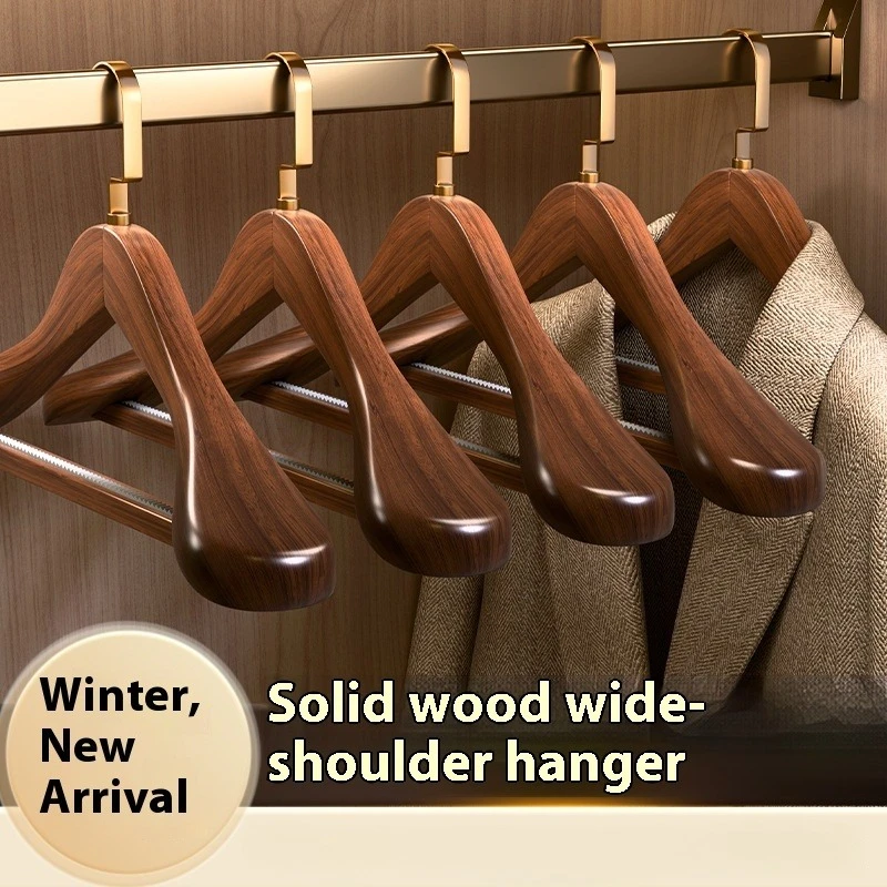

Solid Wood Wide Shoulder Hangers for Hanging Clothes, No marks, No Shoulder, Household Wooden Clothes Support