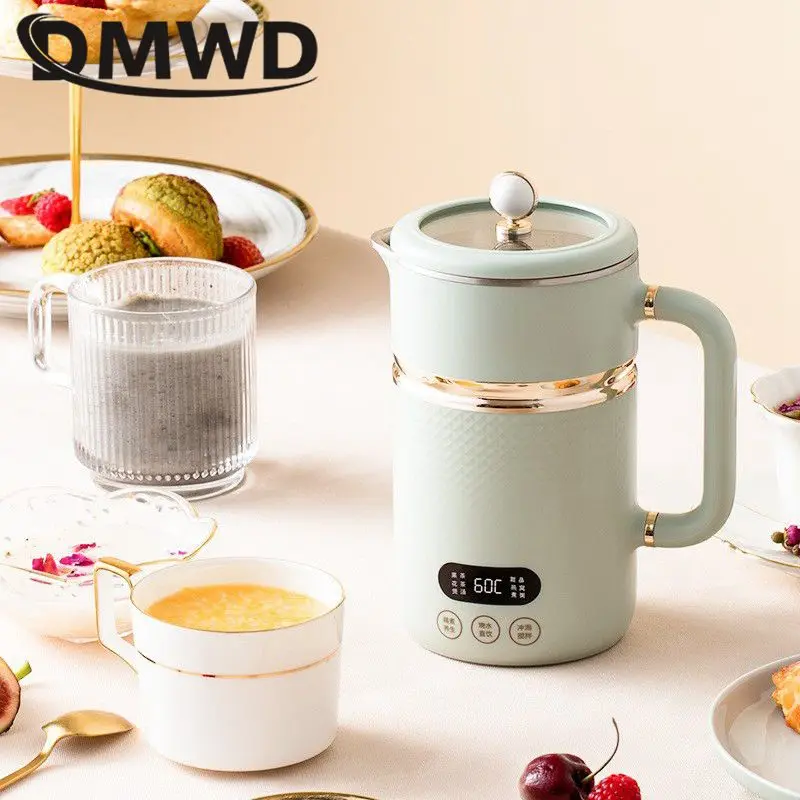 DMWD 450ml 110/220V Health Pot Electric Kettle Scented Tea Maker Milk Coffee Mixing Cup Multifunction Stew Cooker Office Wamer