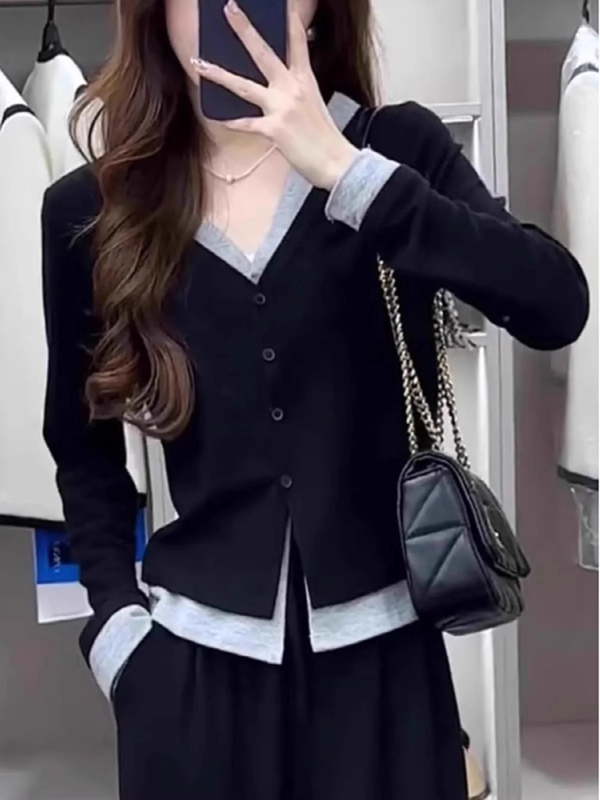 

plus Size Women's Knitted Open Cardigan Autumn 2024 Sle Slimming Color Blo Top Cover Belly Korean Version Long Sve V-Ne