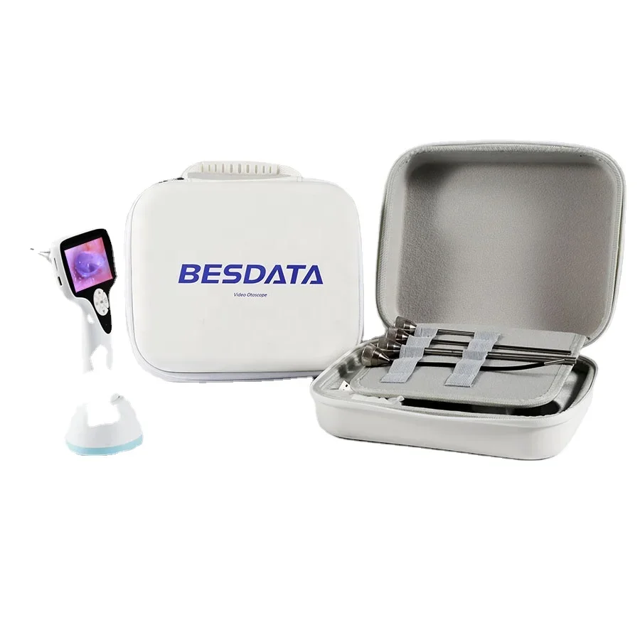 Video Otoscope with Multi Size Probes Connect Medical Screen Photo Video Record for Veterinary Clinical Use
