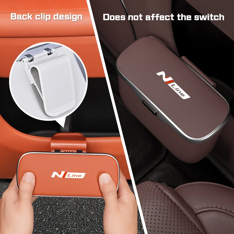 مقاوم للماء سلة المهملات سيارة لشركة هيونداي Nline Genesis G80 GV70 GV80 GV60 G70 G90 I40 I30 i20 صندوق تخزين سلة المهملات متعددة الوظائف #3