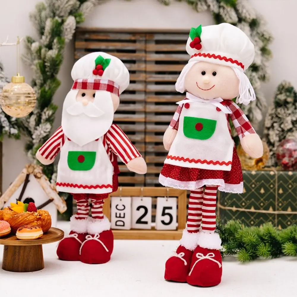 

Cute Christmas Telescopic Doll Ornaments Red Cartoon Santa Claus Snowman Retractable Doll Standing Long Legs