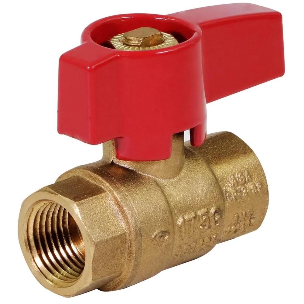 1/2 Inch Female NPT Brass Gas Ball Valve With Quarter Turn Red Lever Handle For High Pressure Steam And Gas Pipeline Control Too