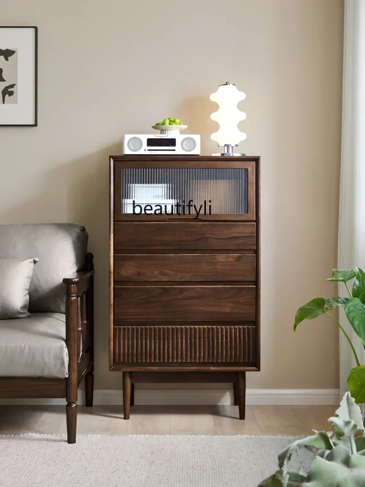 182C Simple TV Side Cabinet Four-Bucket Cabinet Solid Wood Low Cabinet Clothes Closet