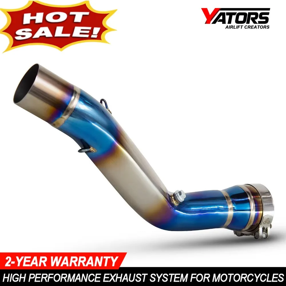 Slip-on Motorcycle Exhuast Mid Link Pipe for Kawasaki ZX10R ZX-10R 2021-2024 60MM Blue Motorbike Exhaust System Part Moto Escape