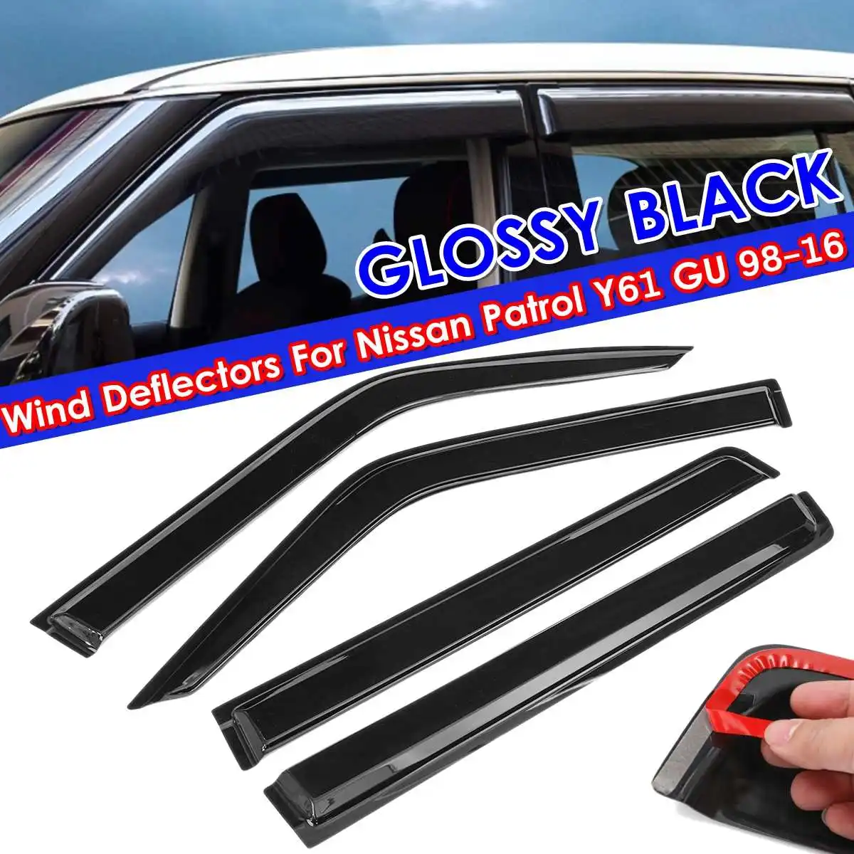 

4PCS Front Car Window Wind Sun Rain Visor Deflectors Tinted Windows For Nissan Patrol Y61 GU 1998-2016/Nissan Qashqai 14-21